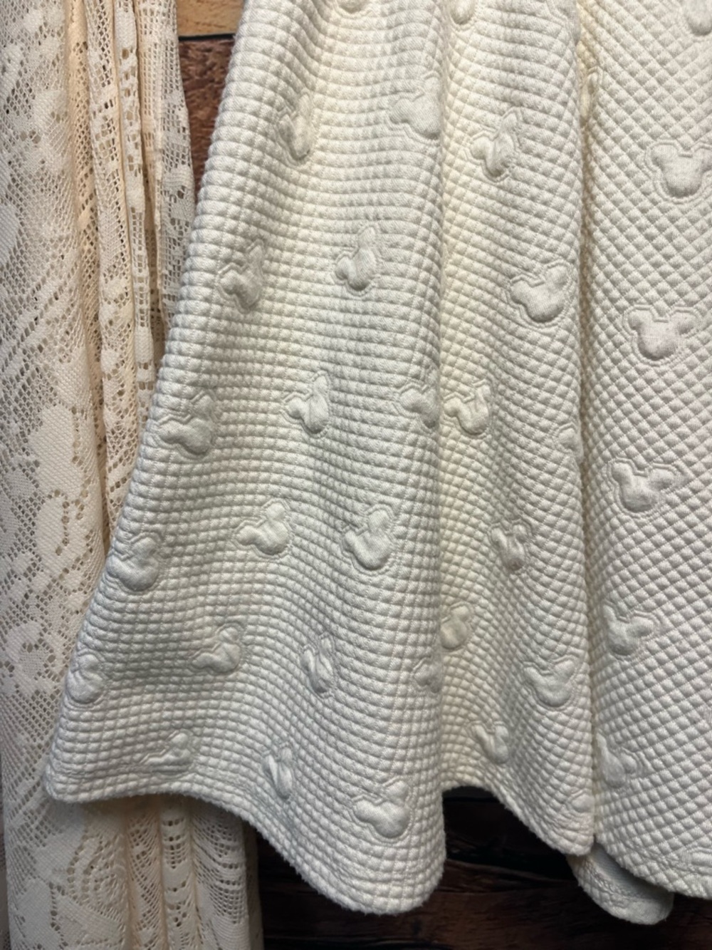 Disney x Lauren Conrad Collab Cream Skater Skirt Textured Mickey (234) - Picture 4 of 8